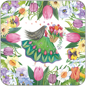 Postcard Kristiana Heinemann | Woman with spring flowers