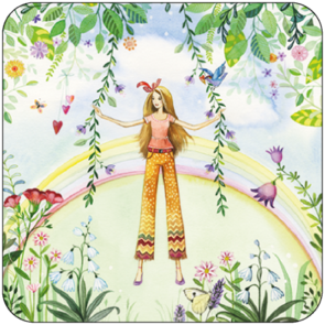 Postcard Kristiana Heinemann | Girl with rainbow