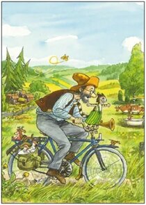 Postcard | Pettersson on bike/ Pettson cyklar