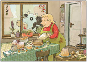 Postcard | Lieselotte is looking forward to the cake