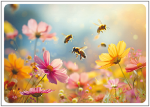 Postcard | Flower meadow with bees in the sunlight