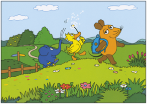 Postcard Sendung mit der Maus | Mouse, elephant and duck walk