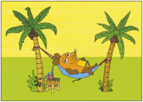 Postcard Sendung mit der Maus | Mouse in hammock under palm trees