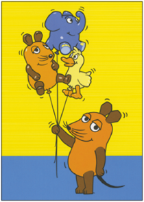 Postcard Sendung mit der Maus | Mouse with animal balloons