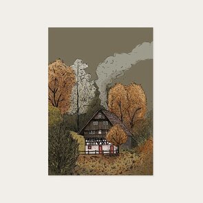 Postcard house in forest by Kaartstudio
