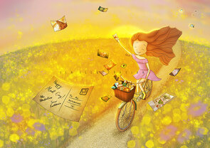 Postcard Ila Illustrations 170 Happy mail day bike