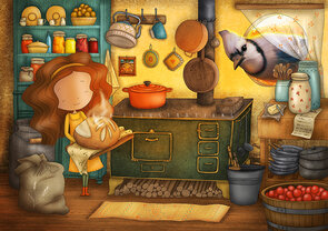 Postcard Ila Illustrations 166 - Cozy baking