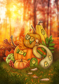 Postcard Ila Illustrations 133 - Pumpkin Paradise
