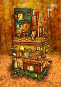 Postcard Ila Illustrations 102 - The books house