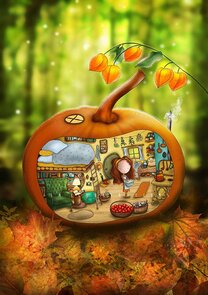 Postcard Ila Illustrations 083 - Pumpkin cottage fb