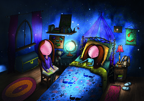 Postcard Ila Illustrations 071 - Bedtime stories
