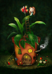 Postcard Ila Illustrations 017 - Roof garden