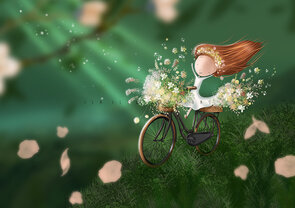 Postcard Ila Illustrations 059 - Blossom bike