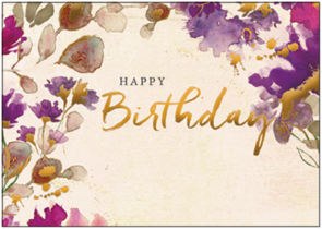 Postcard Happy Birthday (watercolor flowers)