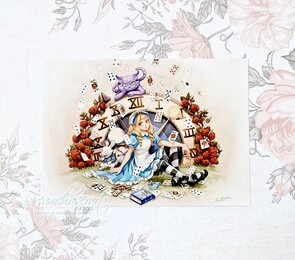 Alice in Wonderland Postcard - by Dreamchaserart