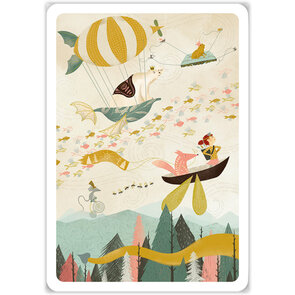 Aquarupella Méli Mélo Postcard - Hot air balloon and flying boat