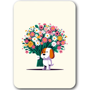 Postcard Gutrath Verlag | Dog with a bouquet of flowers