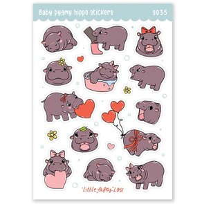 Baby Pygmy Hippo Waterproof Stickers - Little Lefty Lou