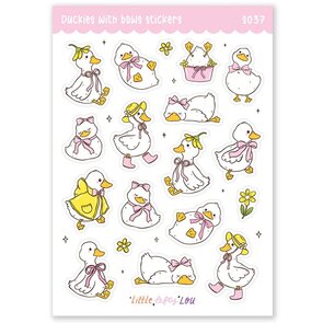 Duckies With Bows Waterproof Stickers - Little Lefty Lou