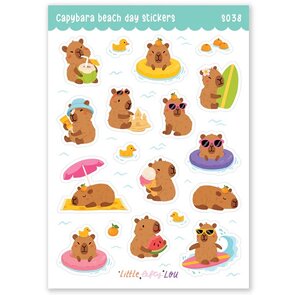 Capybara Beach Day Waterproof Stickers - Little Lefty Lou