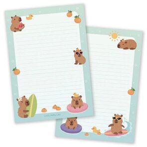 A5 Capybara Beach Day Notepad - Little Lefty Lou
