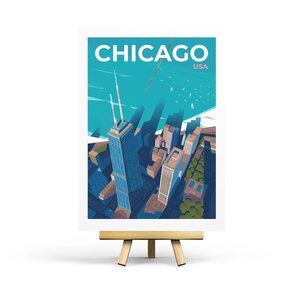 Chicago - Retro Travel Postcard by Penpaling Paula