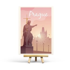 Prague - Retro Travel Postcard by Penpaling Paula
