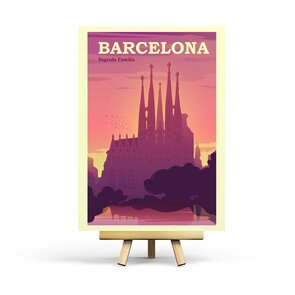 Barcelona - Retro Travel Postcard by Penpaling Paula
