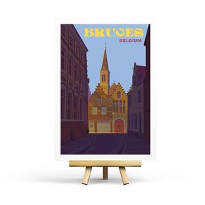 Bruges - Retro Travel Postcard by Penpaling Paula