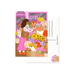 Postcard by Muchable - vrouw bij bloemenkraam
