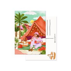 Postcard by Muchable - vrouw kamperen