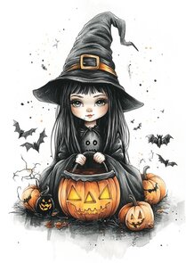 Spooktacular Halloween: Midnight Witch | Postcard Fripperies