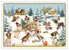 PK 1254 Tausendschön Postcard - Dogs in snow