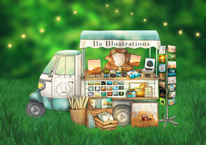 Postcard Ila Illustrations 179 - Ila’s little stand
