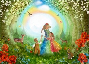 Postcard Bijdehansje | Rainbow Meadow