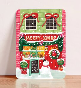 Postcard Merry Christmas Shop- Aniet Illustration