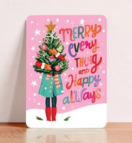 Postcard merry everything happy always - Aniet Illustration