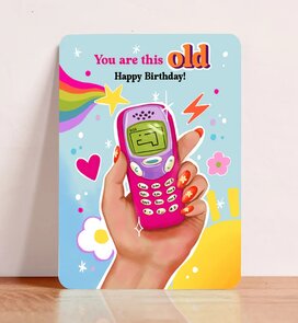 Postcard Retro Phone Birthday Woman - Aniet Illustration