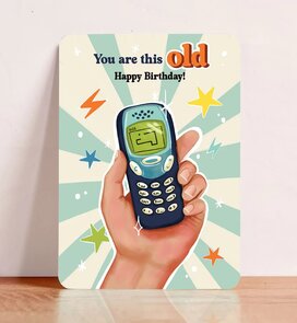 Postcard Retro Phone Birthday Man - Aniet Illustration