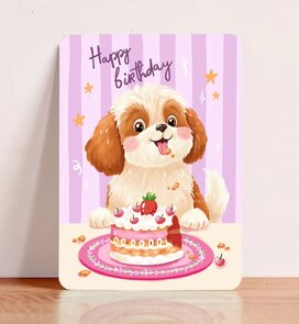Postcard Happy Birthday Dog - Aniet Illustration
