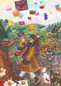 Postcard Romyillustrations - Brievenregen