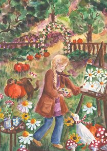 Postcard Romyillustrations - Painting Flowers