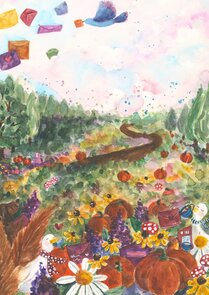 Postcard Romyillustrations - Pompoenveld