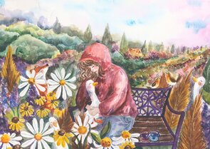 Postcard Romyillustrations - Even schuilen bij jou