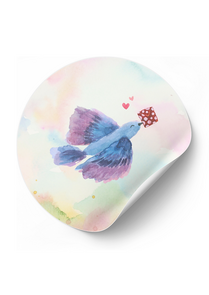 5x Sticker Blauwe Postvogel by RomyIllustrations