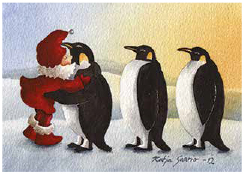 Postcard 163 by Katja Saario - Christmas Penguins