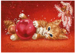 Postcard 397 by Katja Saario - Christmas Kitten