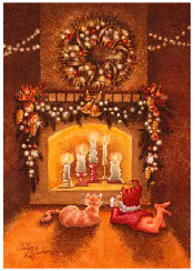 Postcard 441 by Katja Saario - Christmas Fireplace