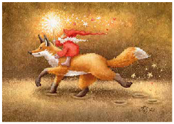 Postcard 457 by Katja Saario - Christmas Elf on Fox