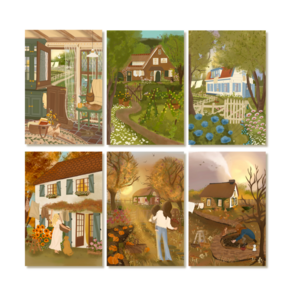 6 Single Postcards set – Alchemy of the seasons – Summer/Autumn - Nicolet Boon